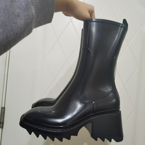Title 2, Thick-soled block heel square toe boots offer a...