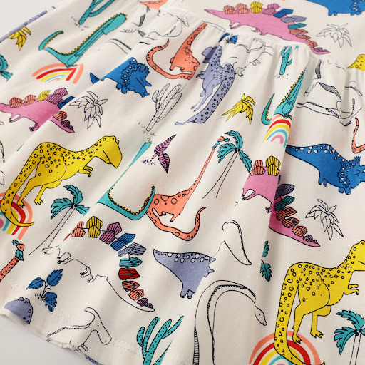 Title 3, Girls Stitching Dress Summer Fashion Printing P...