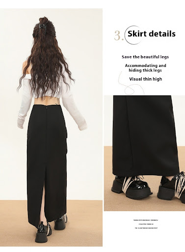 Title 5, Pleated Split Skirt Womens Autumn All-Matching...