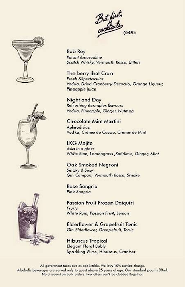 1 Oak Cafe And Bar menu 