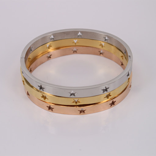 Title 4, Simple Stainless Steel Hollow XINGX Bracelet. S...