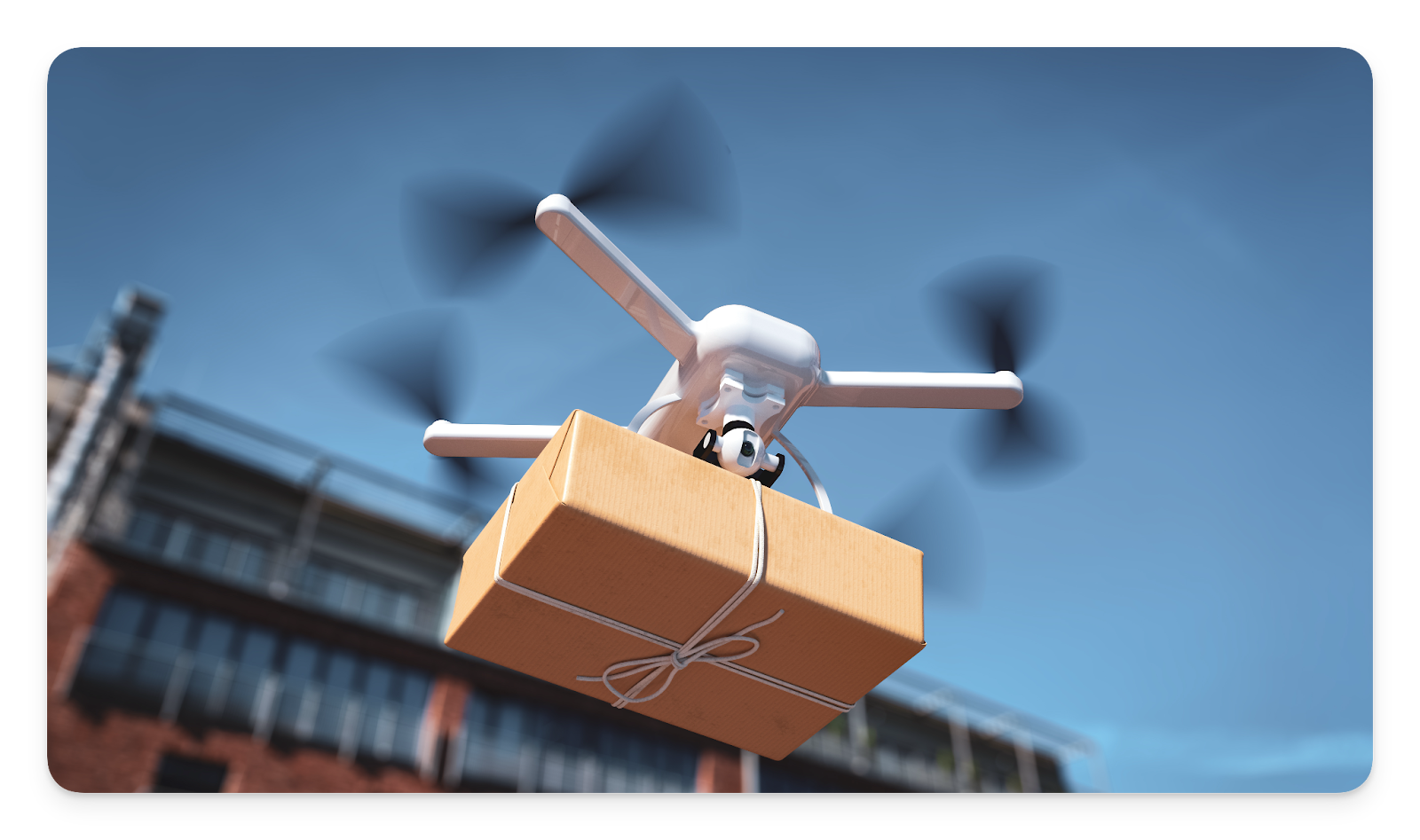 A drone delivering a package.