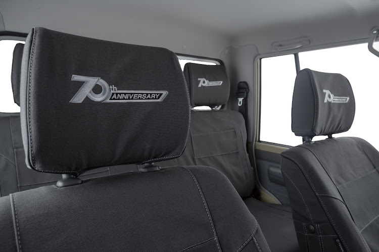 Unique 70-year emblems adorn the exterior and the cotton canvas seat covers. Picture: SUPPLIED