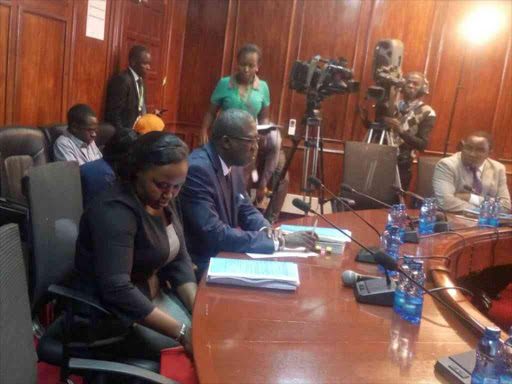 Nairobi businesswoman Josephine Kabura appears before the National Assembly Public Accounts Committee for questioning over the Sh791 million National Youth Service scandal, November 1, 2016./JAMES MBAKA