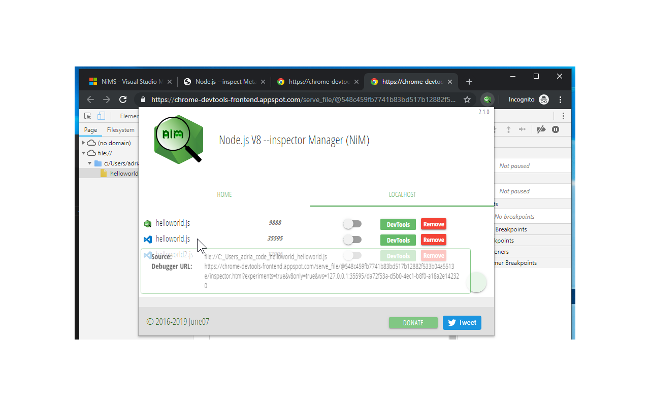 Node.js V8 --inspector Manager (NiM) Preview image 5