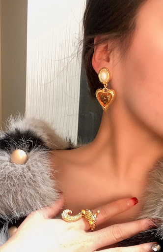 Title 6, Pearl Heart Middle Ancient Glaze Earring Ear Cl...