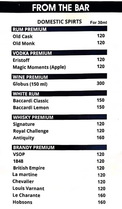 Seventy M M Bar menu 