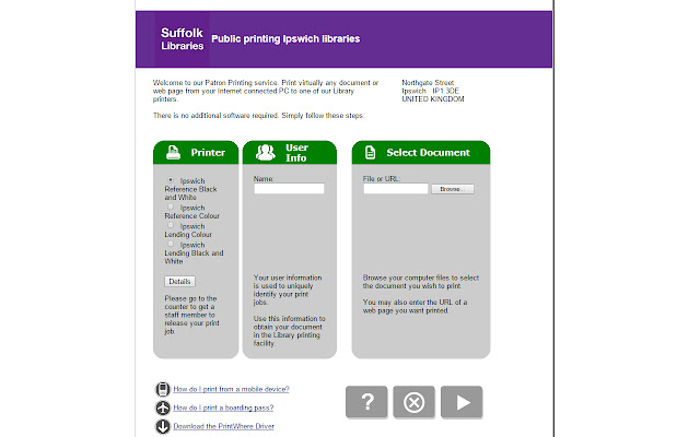 Suffolk Libraries printing chrome extension