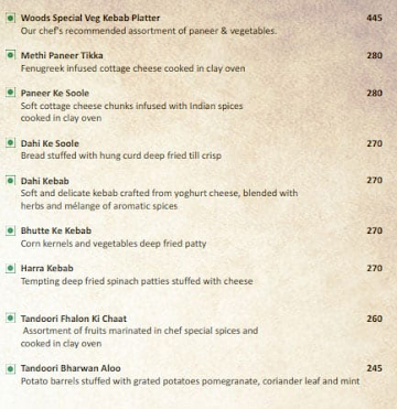 Woods Spice menu 