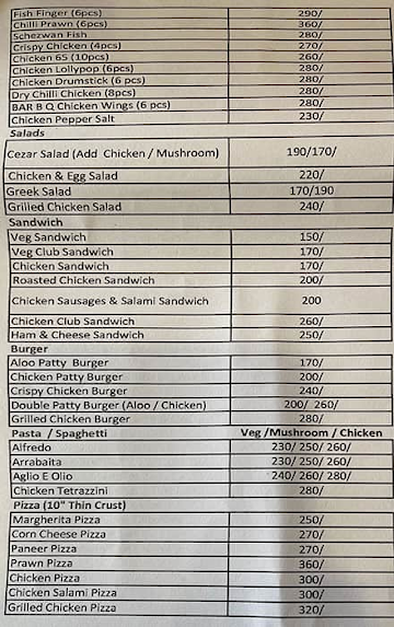 Cafe R Dine menu 