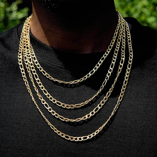 Title 3, Mens Hip Hop Necklace Stainless Steel Figaro C...