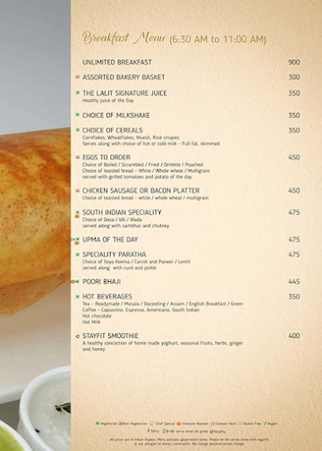 The Pastry Shop - The Lalit Ashok menu 