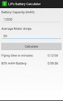 LiPo Battery Time Calculator Screenshot