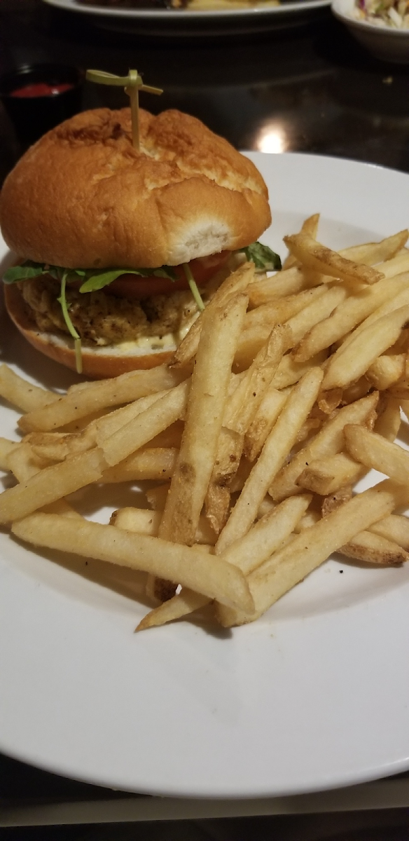 Crab cake sammy with fries