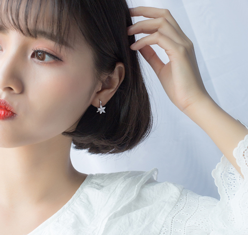 Title 5, Diamond flower earrings, adding sparkle and ele...