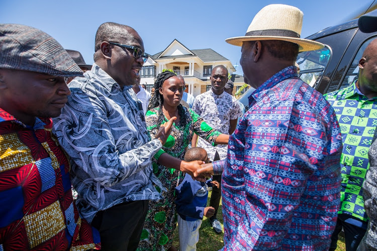 ODM leader Raila Odinga is received by Suna West MP Peter Masara at the latter's home in Migori on September 8,2023.