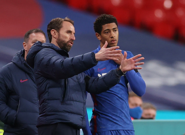 England manager Gareth Southgate with Jude Bellingham during a recent match