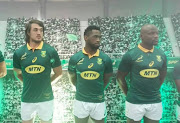 Springboks players parading their new MTN jerseys. The telecommunications company’s name will be on the Springboks’ playing jersey from Saturday 10 June 2017 when the national team takes on France in the first of three Test matches at Loftus Stadium.