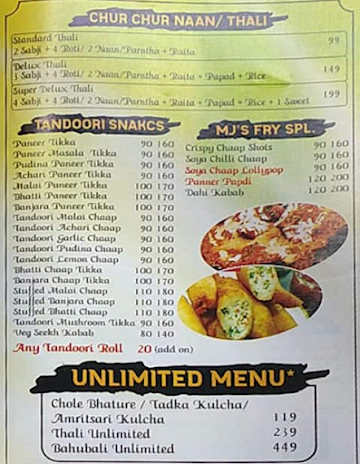 Masala Junction menu 