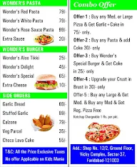 Wonder's Pizza menu 1