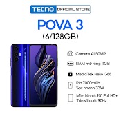 [Mã Elmall5 Giảm 5% Đơn 300K] Điện Thoại Gaming Tecno Pova 3 (6+5Gb)/128Gb - Helio G88 | 7000 Mah | Sạc Nhanh 33W