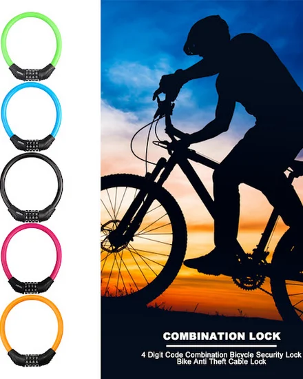 Road Bike Lock 4 Digit Code Combination MTB Bicycle Secur... - 3