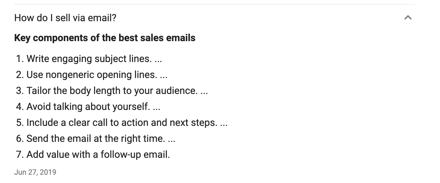 example of sales email