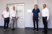 From left to right: Gert van der Ham (product engineering), Réhan Strydom (head of product engineering), Martina Biene (chairperson and MD) Nilesh Bhana (product engineering) at the unveiling of the new airbag deployment centre.