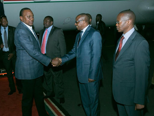 President Uhuru Kenyatta when he arrived from Togo on Sunday, October 16. /PSCU