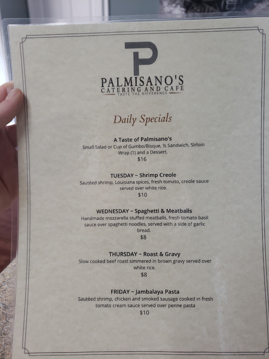 Palmisano's Catering and Cafe gluten-free menu