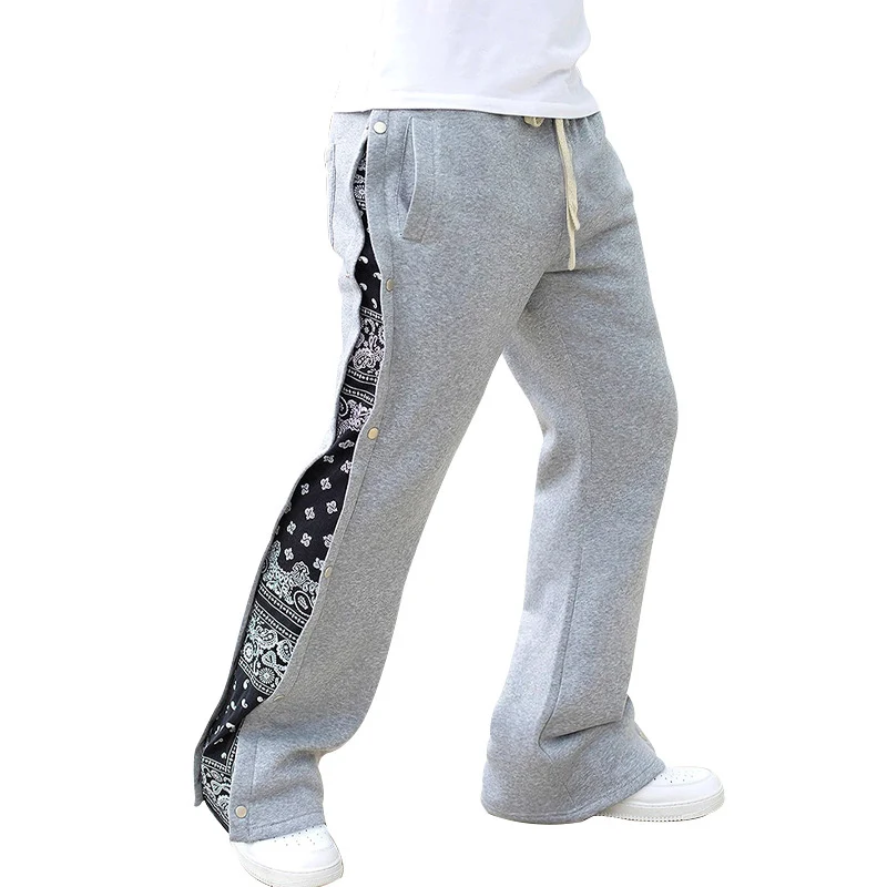 Pantalones casuales deportivos para hombre de hip hop, holgados, con estampado paisley de la costa oeste, pierna ancha, múltiples líneas