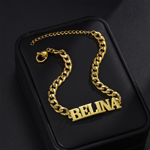 Title 1, Mens Stainless Steel Letter Bracelet Personali...