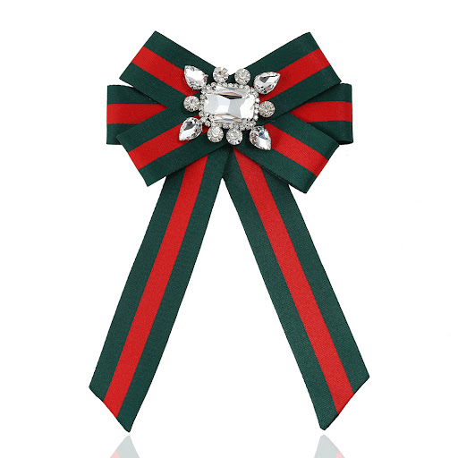 Title 7, Striped woven bow tie brooch, a stylish accesso...