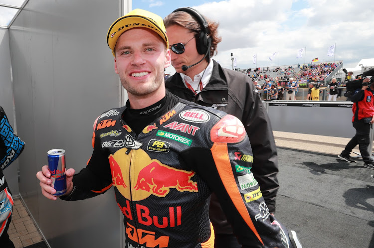 Brad Binder of Moto2 is seen during Stop 9 of the MotoGP World Championship at the Sachsenring, Germany on July 7, 2019.