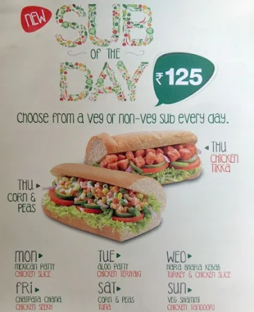 Subway menu 