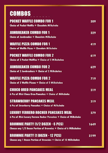 Wack Waffles & Brownies menu 