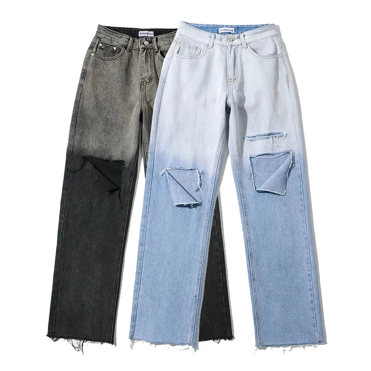 Ženske Hipster Boyfriend Farmerke, Pocepane, Proleće, Novi Modni Pantalone, Dizajn Gradient Boja, Ravne