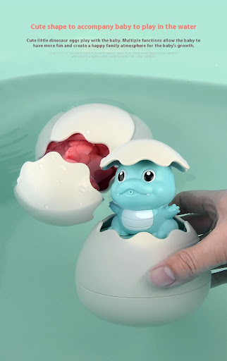 Title 8, Dinosaur Egg Bath Toys with Yellow Duck and Wat...