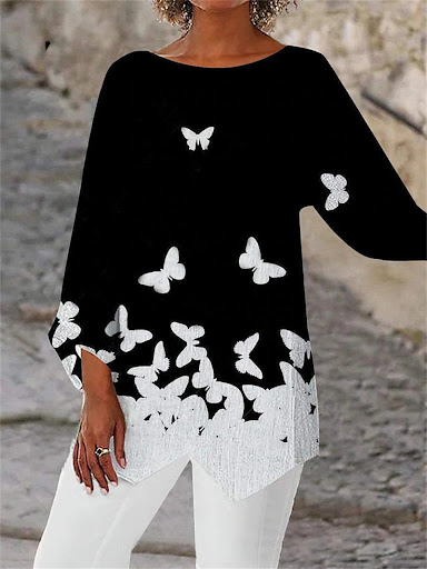 Title 8, Geometric Print Long Sleeve Panel Crew Neck Shirt