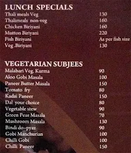 Hotel malabar illam back & white menu 1