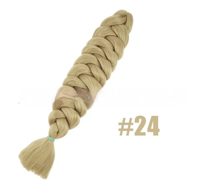 Peruca de fibra de alta temperatura, tranças grandes, preto e dourado, extensão capilar. Cabelo trançado estiloso e resistente ao calor.