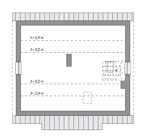 Szum morza - wariant IV - M141d - Rzut poddasza do indywidualnej adaptacji (40,3 m2 powierzchni użytkowej)