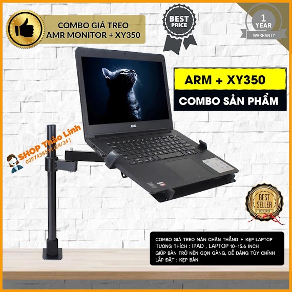 [Theo Dõi Shop Để Nhận Coupon 20%] Giá Treo Laptop - Kẹp Laptop Kết Hợp Arm Monitor 23Cm