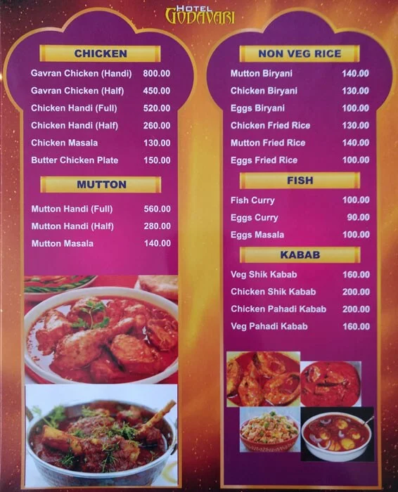 Hotel Godavari menu 