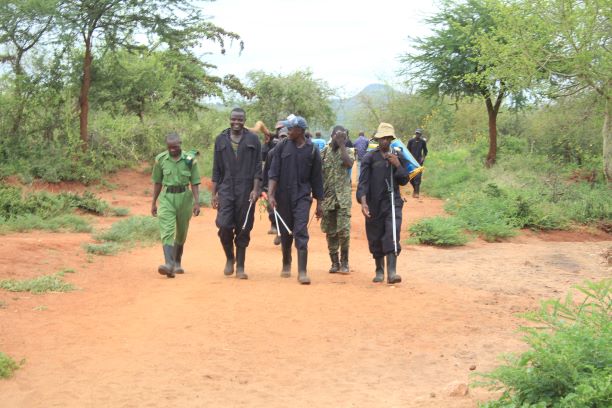 NYS servicemen who had been spraying locust nymphs in all breeding sites of Mwingi North subcounty