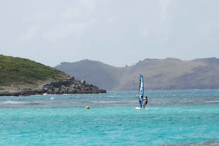 Windsurfing on St. Barts. 