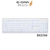 [Mã Elmall5 Giảm 5% Đơn 300K] Bàn Phím Cơ E - Dra Ek3104 Trắng White Ice/ Led Xanh Version 2021 (Blue/ Brown/ Red Switch)