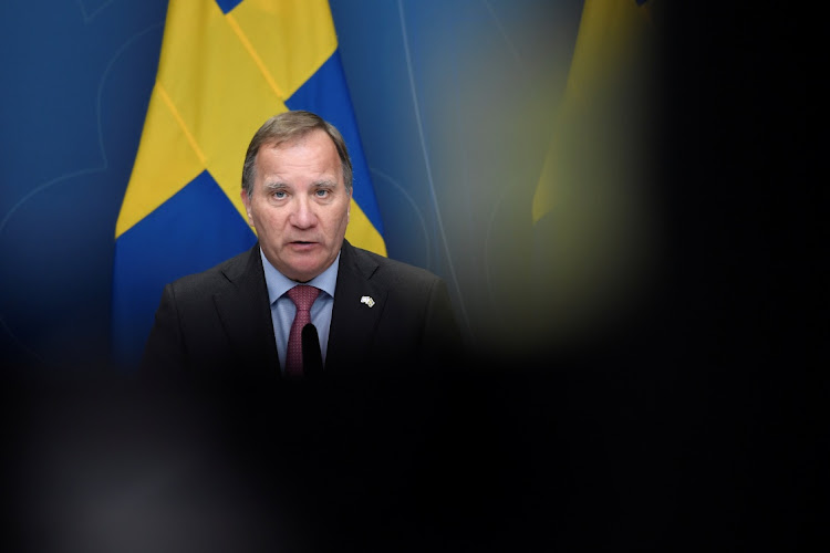 Sweden's Prime Minister Stefan Lofven holds a news conference at Rosenbad in Stockholm, Sweden, June 28 2021. Picture: TT NEWS AGENCY/STINA STJERNKVIST/REUTERS