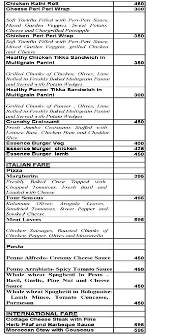 Park Plaza Chandigarh menu 