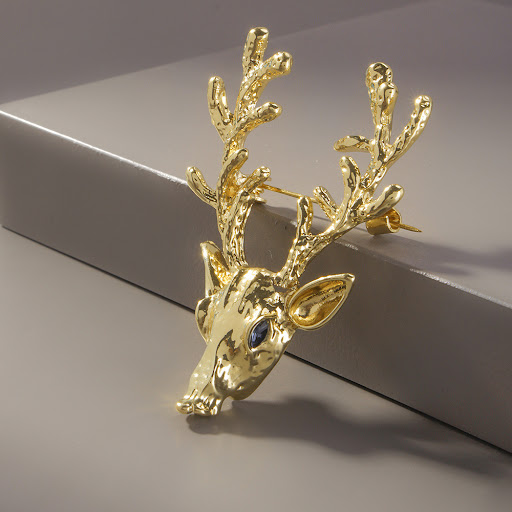 Title 5, Geometric Deer Head Brooch Female Creative Fash...